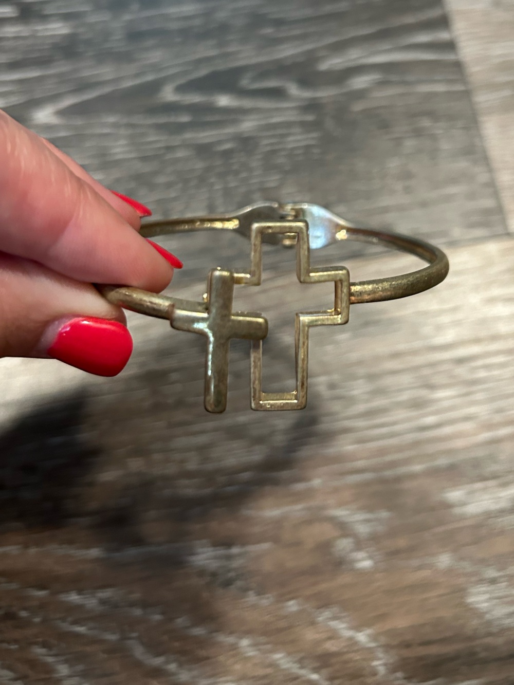 Gold Double Cross Bangle Bracelet